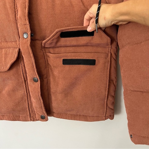 Pulse Corduroy Puffer Jacket Terracotta Medium Coat Parka Oversized Hooded - Picture 4 of 14